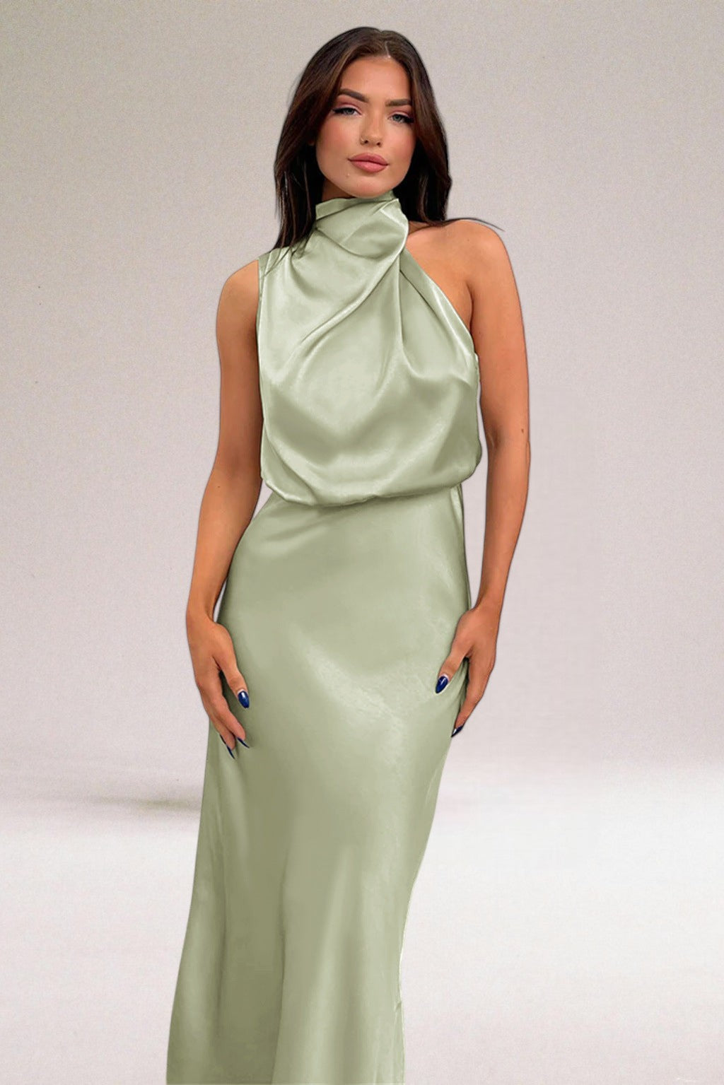 FLORA - Glamorous Satin Halter Dress