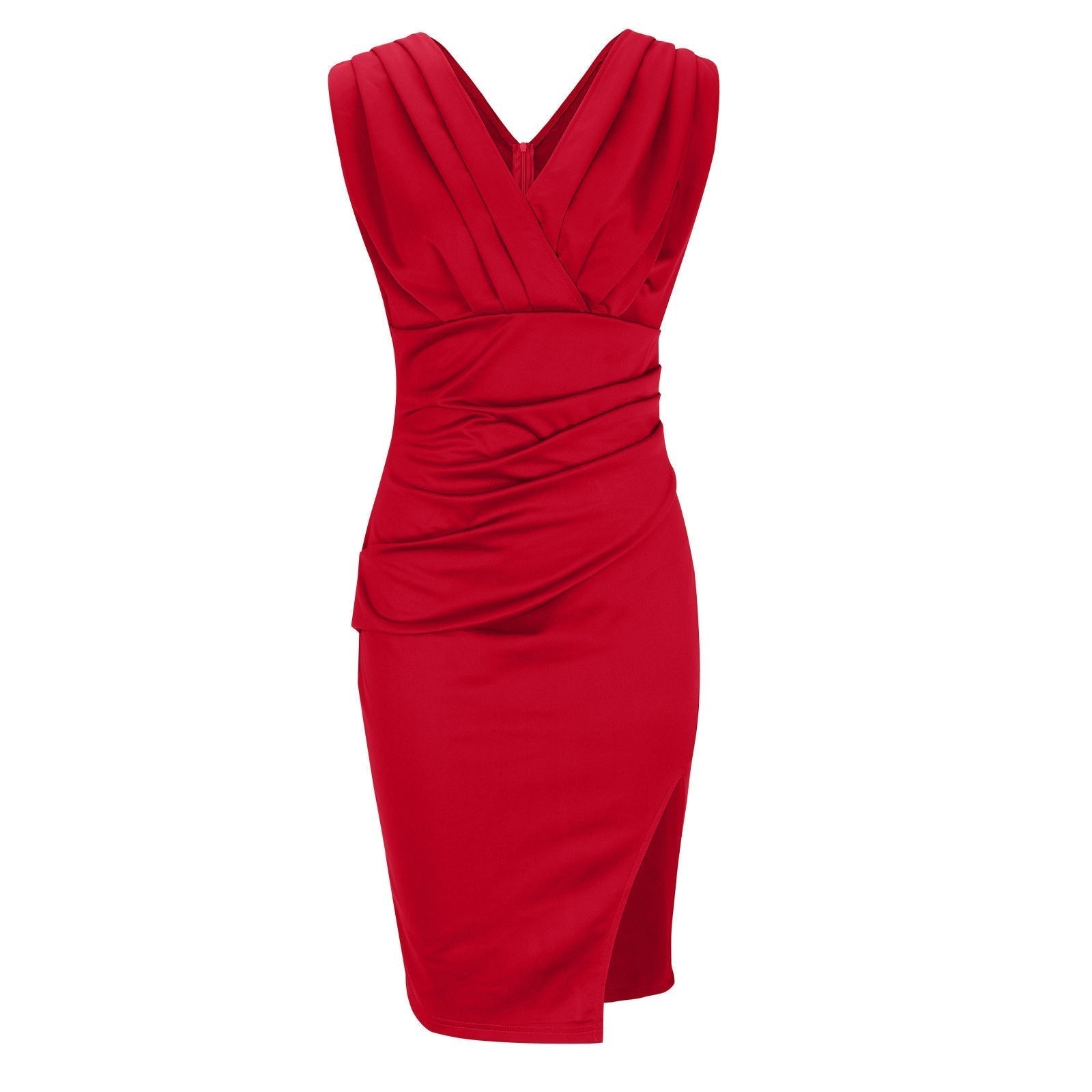 FRESIA - Fitted Dress with V-Neckline and Slit