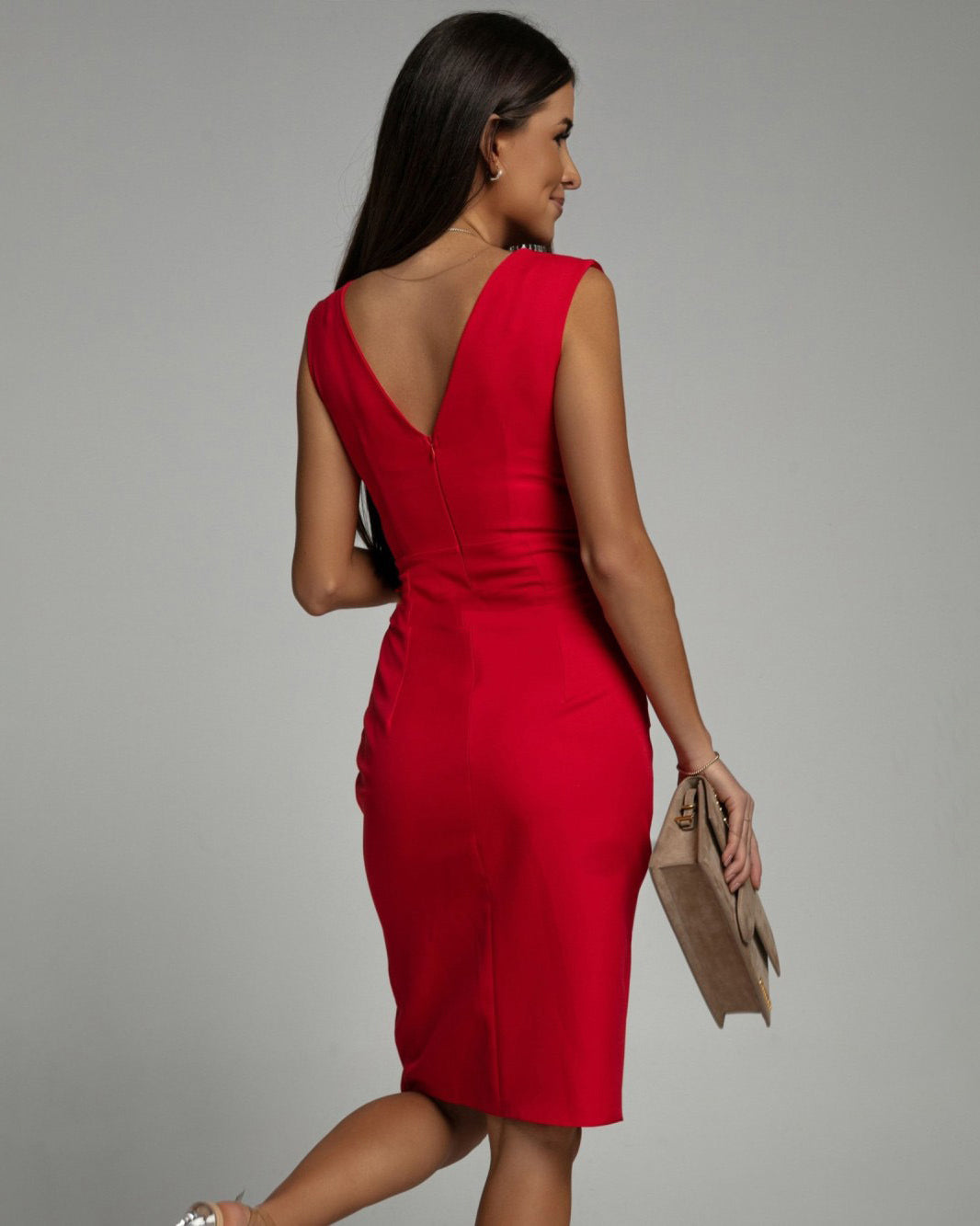 FRESIA - Fitted Dress with V-Neckline and Slit