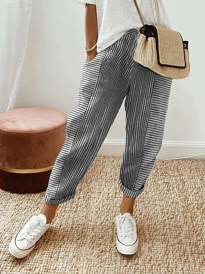 LORA - Striped Trousers