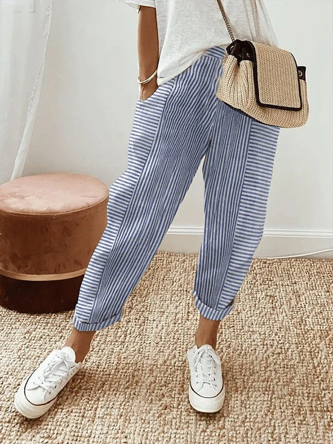 LORA - Striped Trousers