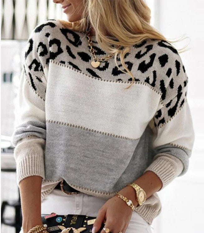 MORENA - Elegant Sweater with Leopard Print