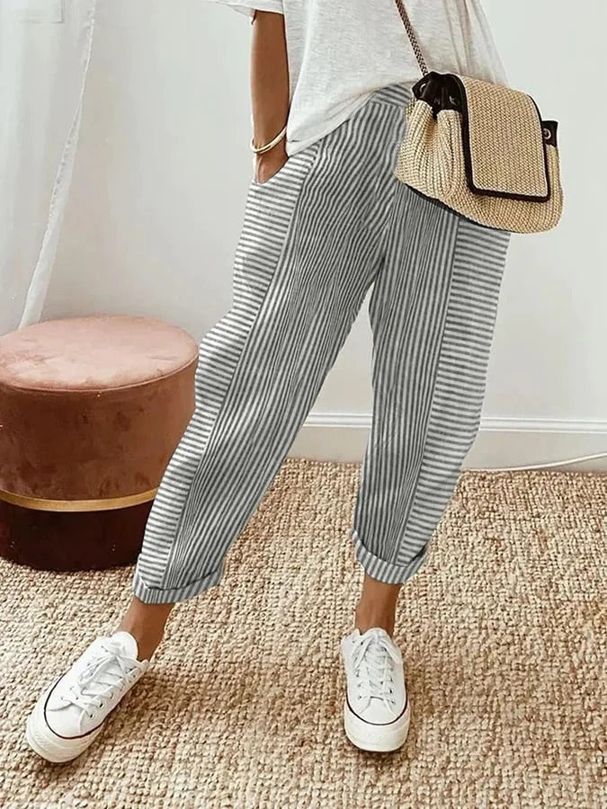 LORA - Striped Trousers