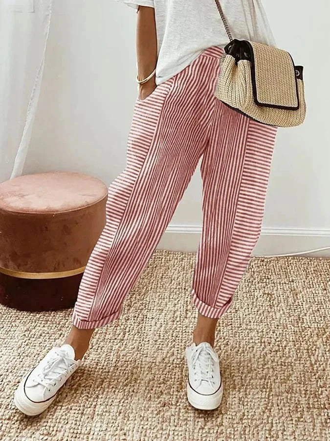 LORA - Striped Trousers